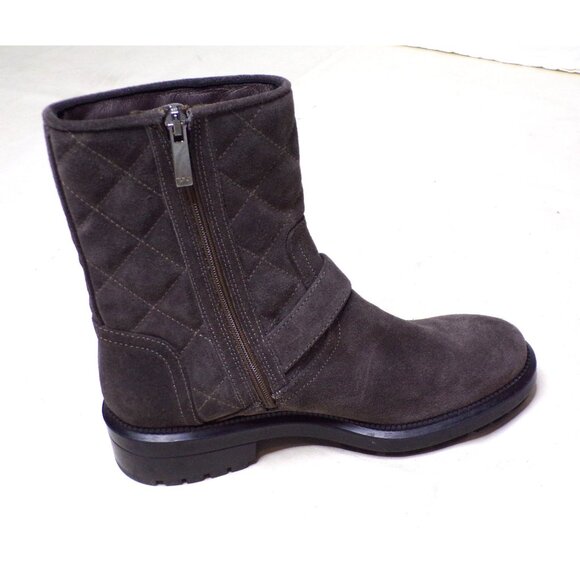 🆕 AQUATALIA Moto Quilted Suede Ankle Boot Bootie 7 Gray - Picture 6 of 8